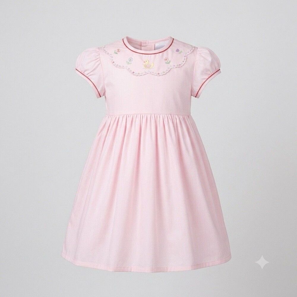 Girls Light Pink Tint Smocked Dress Size 8 Cotton Nightgown Vintage Style NEW